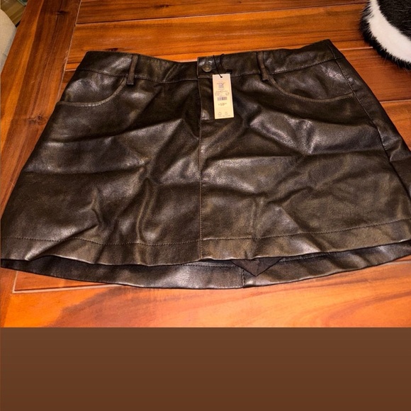 Garage Dark Brown Faux Leather Mini Skirt - Picture 1 of 1